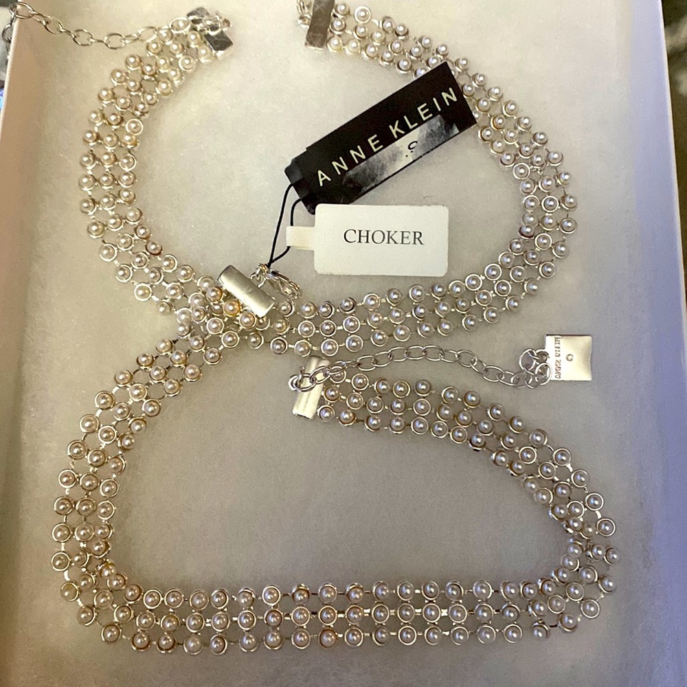 Anne Klein Chokers Silver and Pearl NWT